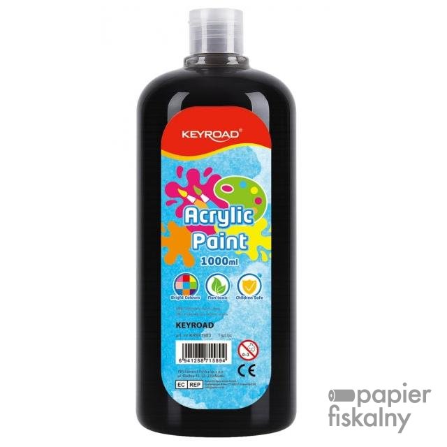 Farba akrylowa KEYROAD, 1000ml, butelka, czarna