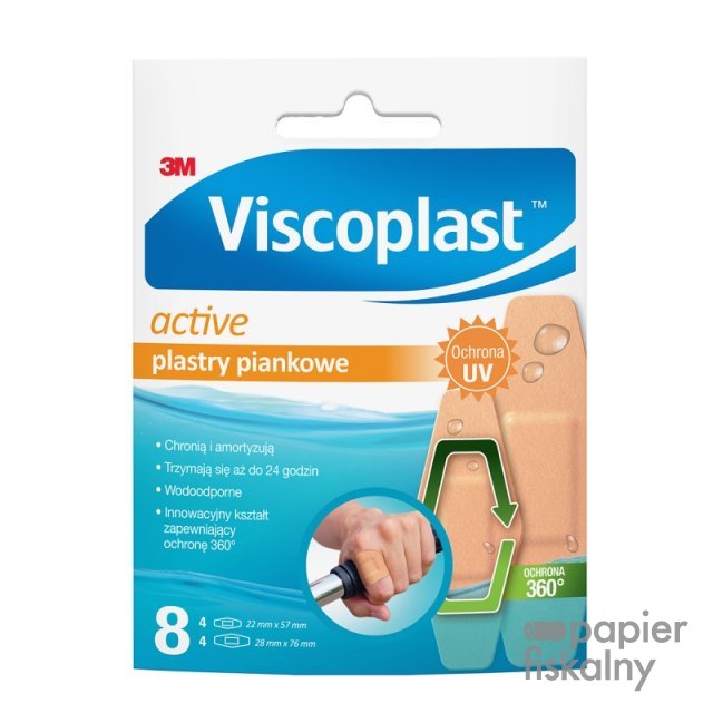 Plastry VISCOPLAST Active, piankowe, 2 rozmiary, 8 szt., kopertka