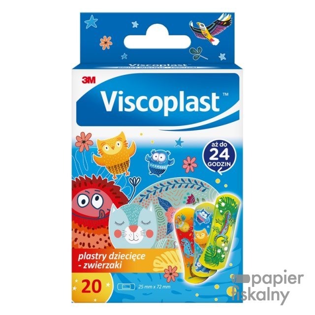 Plastry dziecięce VISCOPLAST Zwierzęta, 72x25mm, 20 szt., pudełko
