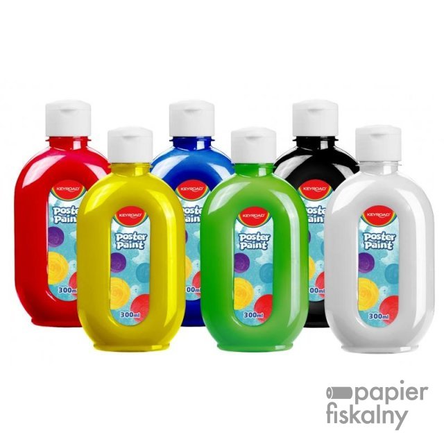 Farba plakatowa KEYROAD, 300ml, butelka, 6 szt., mix kolorów podstawowych