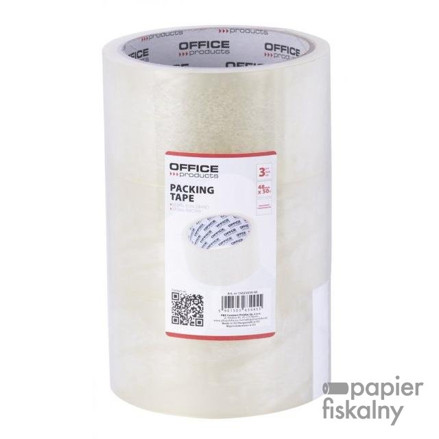 Taśma pakowa OFFICE PRODUCTS, 48mm x 50y, 36mic, 3szt., transparentna