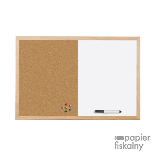 Tablica BI-OFFICE Combo, suchoś. -korkowa, 60x45cm, rama drewniana