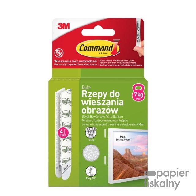 Rzepy COMMAND™ (17206), do wieszania obrazów, duże, 8 szt. białe