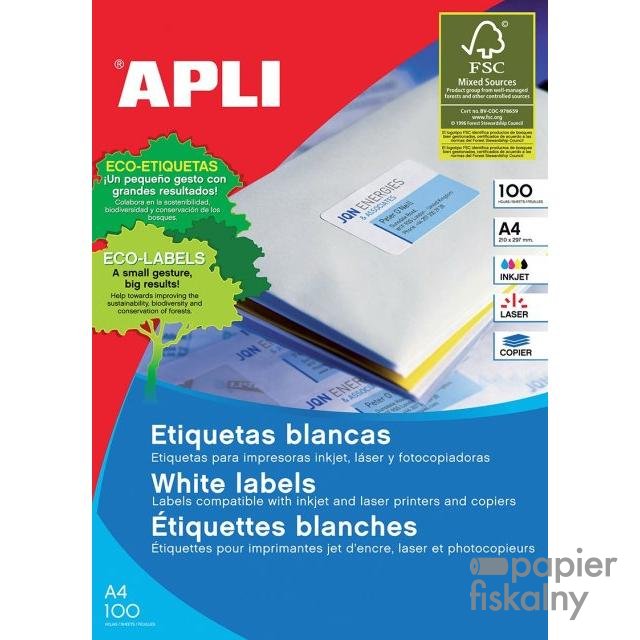 Etykiety uniwersalne APLI, 105x42,4mm, białe
