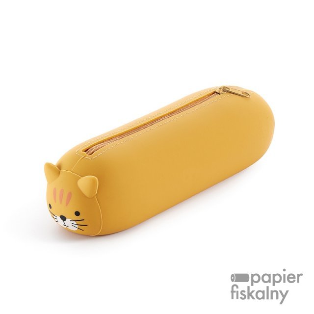 Piórnik tuba MIQUELRIUS, silikonowy soft touch, jednokomorowy 200×45×45mm, kotek, żółty
