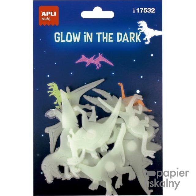 Naklejki świecące w ciemności APLI, dinozaury, 9 szt.