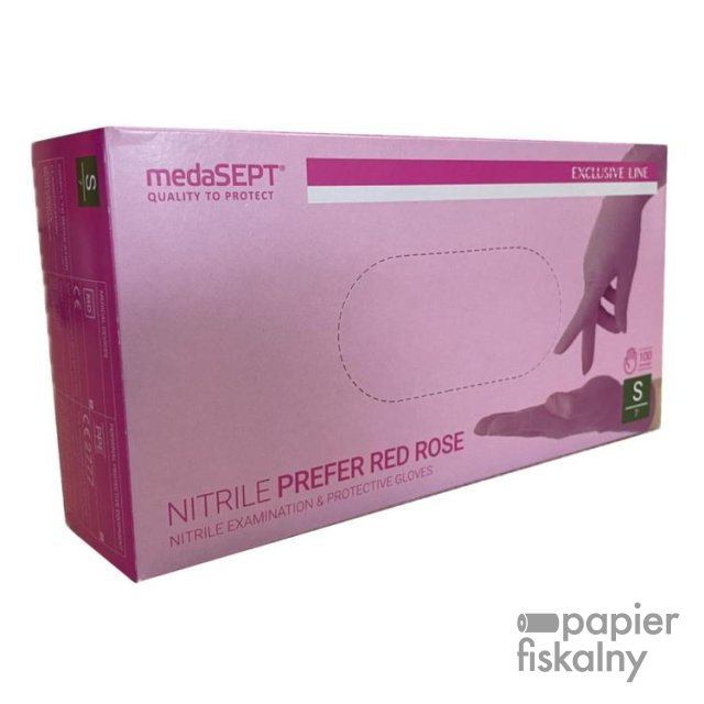 Rękawiczki nitrylowe Medasept różowe Red Rose S bezpudrowe 100 szt.