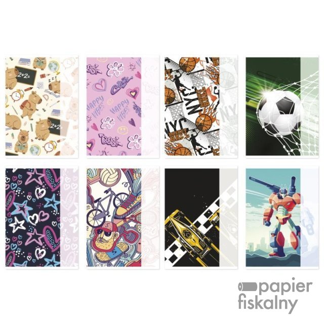 Zeszyt szkolny GIMBOO, A5, w kratkę, 32 kart., 70gsm, mix wzorów