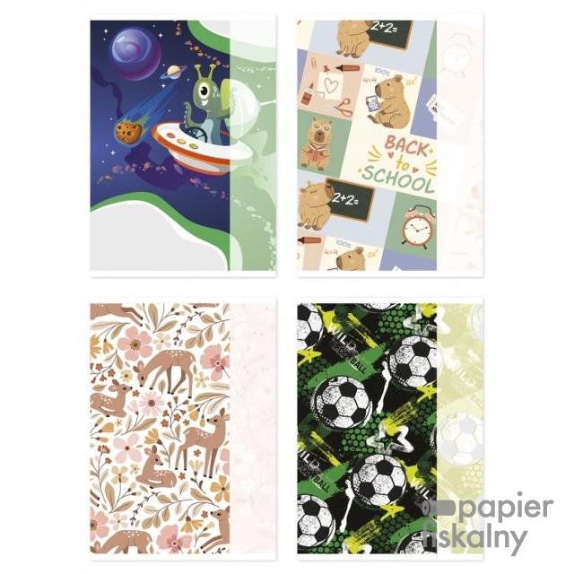 Zeszyt szkolny GIMBOO, A5, w 3 linie, 32 kart., 70gsm, mix wzorów