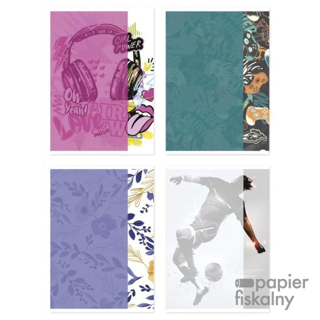 Zeszyt szkolny GIMBOO, A5, w kratkę, 60 kart., 70gsm, mix wzorów