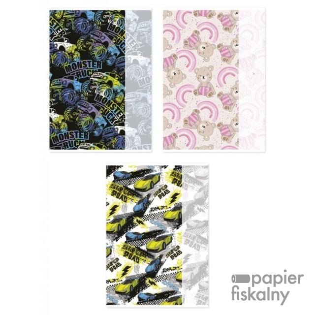 Zeszyt szkolny GIMBOO, A4, w 3 linie, 32 kart., 70gsm, mix wzorów