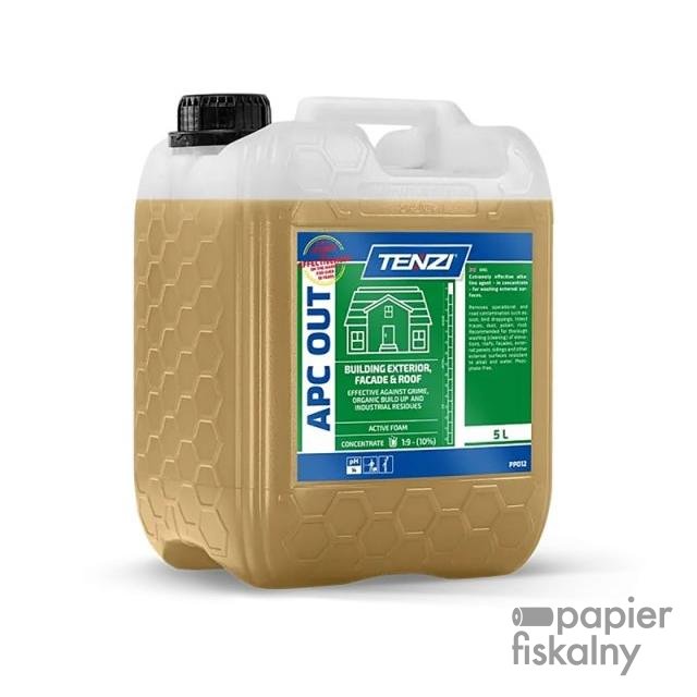 Koncentrat do mycia fasad, elewacji, tarasów TENZI, Apc Out, anglojęzyczna etykieta, 5l