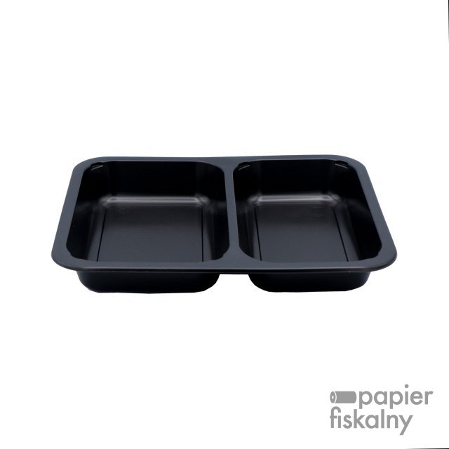 Pojemnik do zgrzewu PP czarny 227x178x50 dwukomorowy 80szt