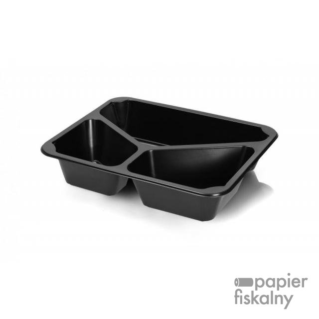 Pojemnik do zgrzewu PP czarny 227x178x40 trzykomorowy 80szt