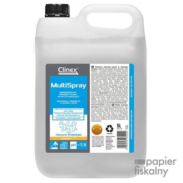 Uniwersalny spray CLINEX Multi Spray, myjący, Mango, 5l