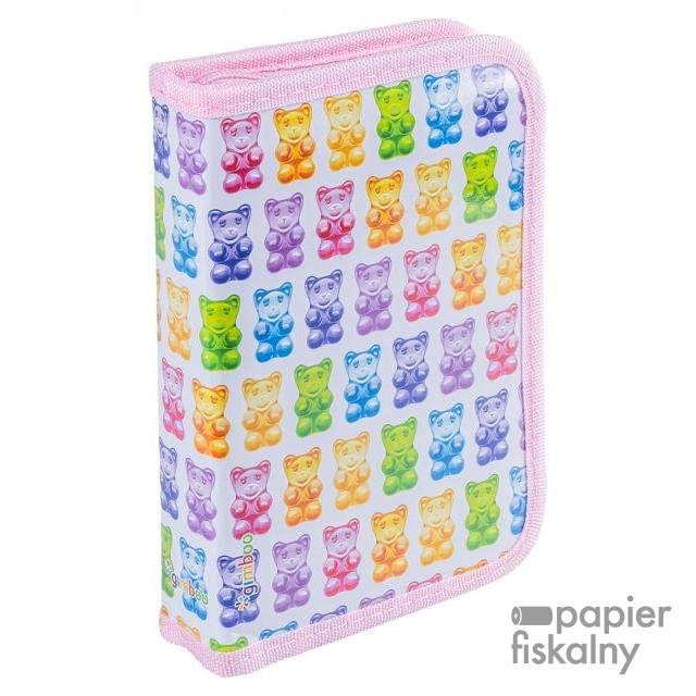 Piórnik szkolny GIMBOO, z wyposażeniem, 1 komora, 1 przekładka, Colorful Teddy Bears, pastelowy różowy
