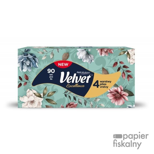 Chusteczki kosmetyczne VELVET Excellence, 4-warstwowe, 90 listków, białe