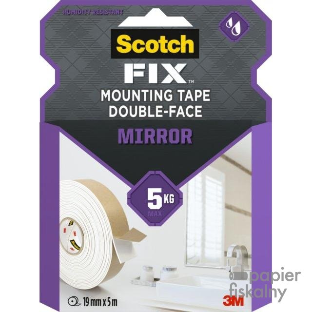 Taśma montażowa dwustronna SCOTCH-FIX Mirror (4496W-1950-P), 19mmx5m, biała