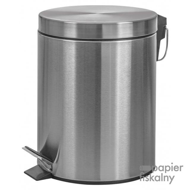 Kosz ze stopką Donau Home, wolnoopadający, 5l, srebrny mat