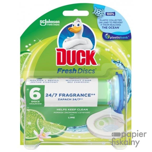 Krążki żelowe do toalet DUCK Fresh Discs Lime, z uchwytem, 6szt.