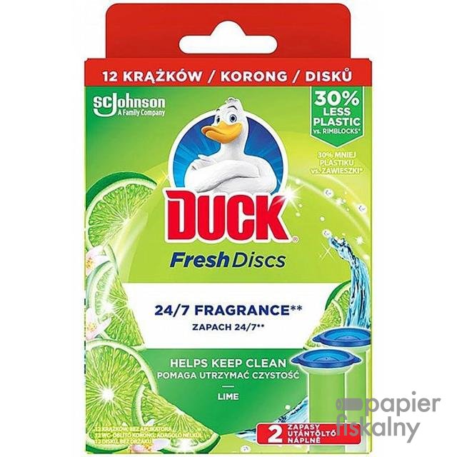 Krążki żelowe do toalet DUCK Fresh Discs Lime, wkład uzupełniający, 12szt.