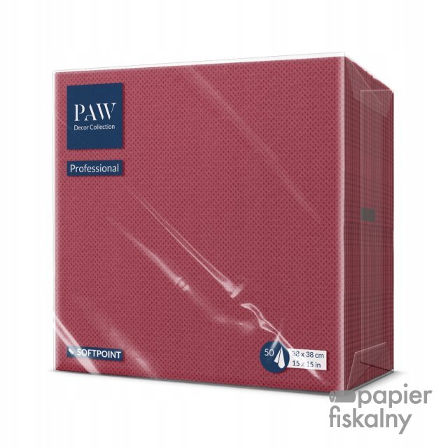 PAW Professional Serwetki Softpoint 2W 1/4 Dinner 38 cm x 38 cm Bordowe 50szt