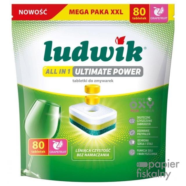 Tabletki do zmywarek All in 1 Ultimate Power LUDWIK, 80 szt., grapefruit