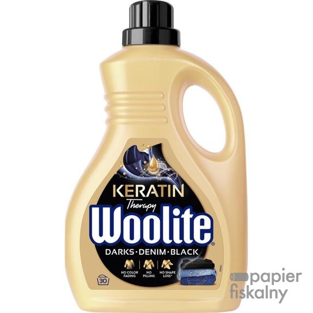 Płyn do prania czarnych i jeansowych tkanin WOOLITE z keratyną, 30 prań, 1,8l